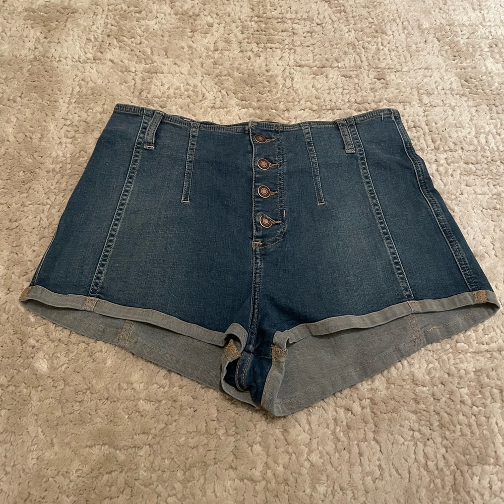 NWOT. We The Free.  Denim Button-Up Women's Shorts